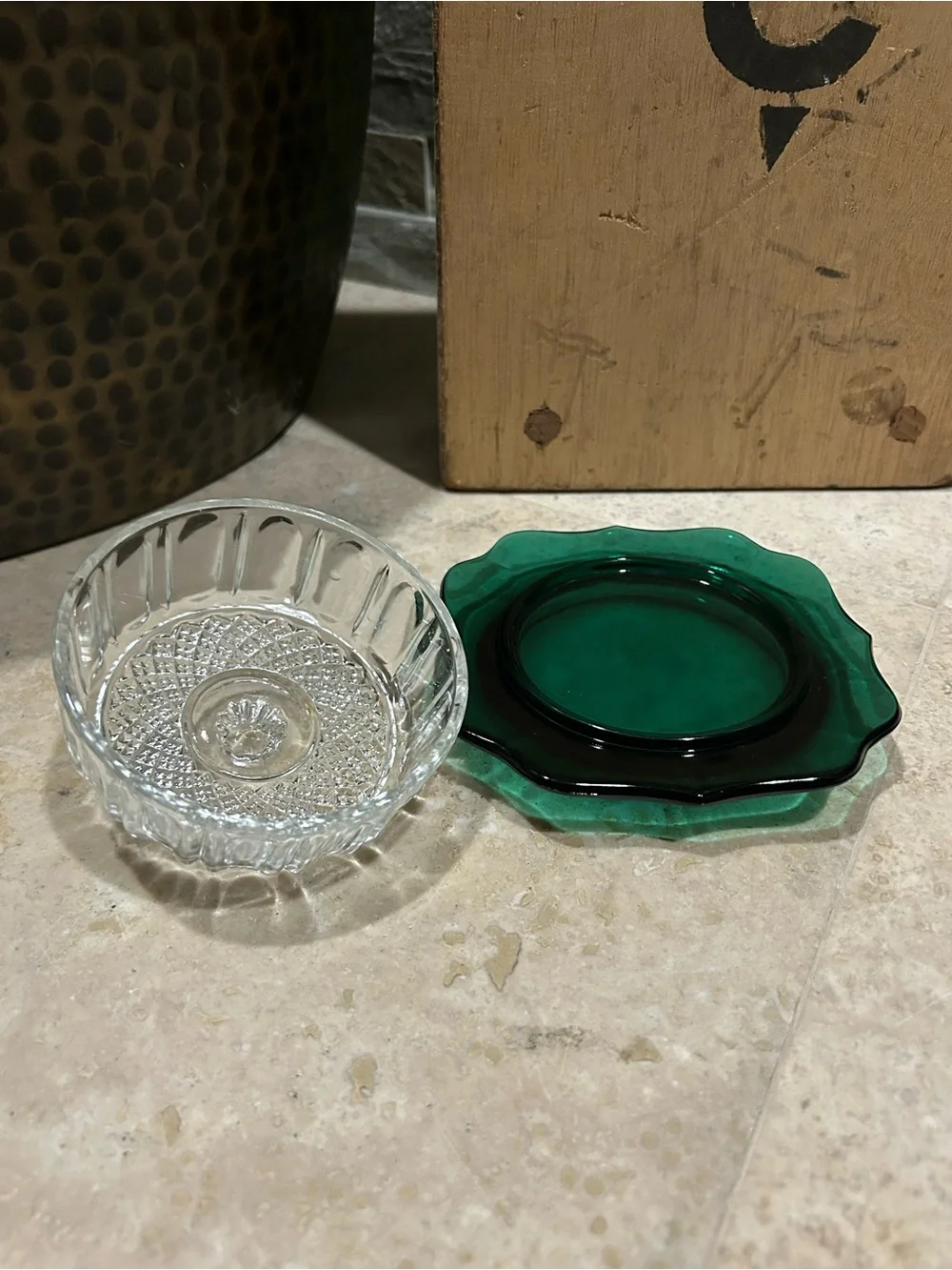 vintage IMPERIAL GLASS emerald green covered butter or cheese dish